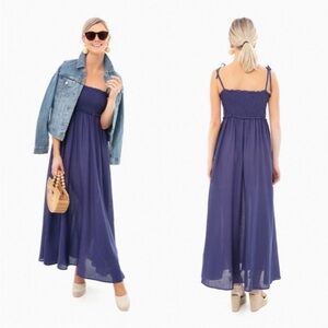 Tuckernuck || Pomander Place Shallon Tie Strap Smocked Maxi Dress Navy Blue M